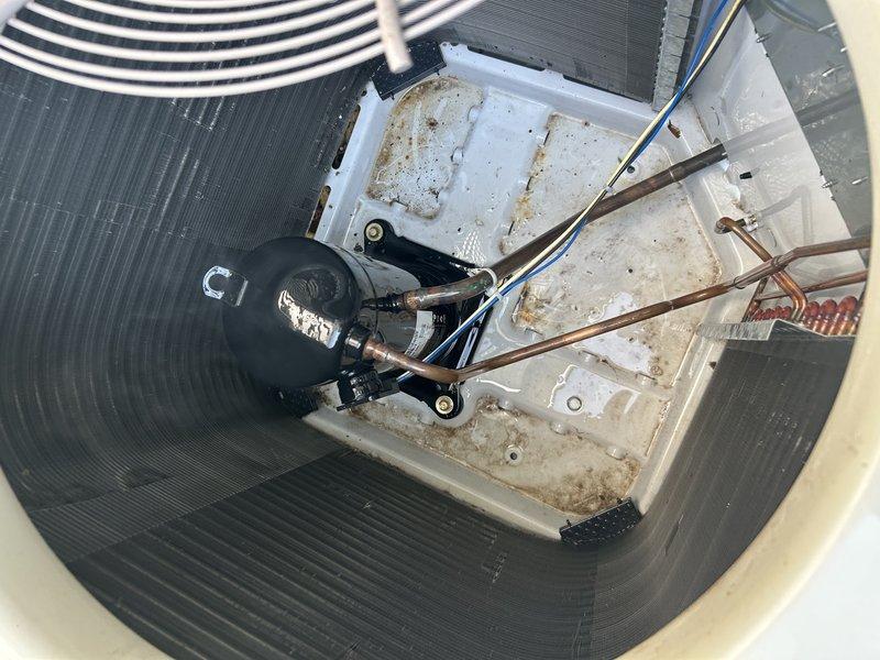 Performed comprehensive air conditioning tuneup and system evaluation. Tested AC operation and replaced air filter. Inspected furnace blower compartment for proper function. Cleaned condenser coil by washing exterior unit and removing accumulated debris. After allowing system to run for 20 minutes, connected manifold gauges to assess refrigerant charge. System diagnostics revealed TXV system operating with only 1° subcooling, indicating refrigerant charge is below optimal levels. Unit currently providing adequate cooling but performance would improve with proper refrigerant charge. Provided recommendations for refrigerant service to restore system to manufacturer specifications for optimal efficiency and longevity.