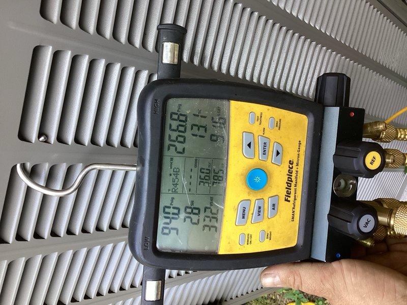 Completed warranty repair on a Unico 4-ton system by replacing a failed thermostatic expansion valve (TXV-4T-454). Evacuated and recharged the system with refrigerant to manufacturer specifications, verified proper refrigerant levels, and confirmed optimal temperature split across the evaporator coil. Adjusted blower speed settings and reconnected thermostat to ensure proper system operation and cycling.