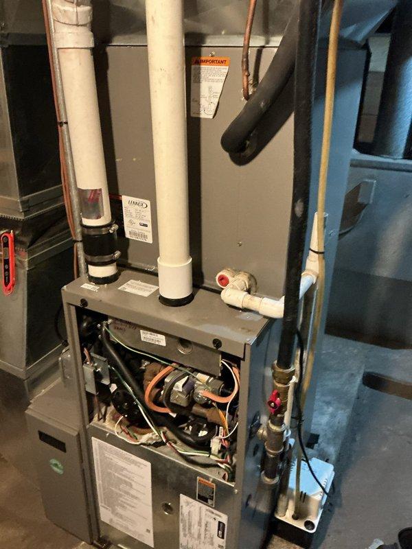 Completed comprehensive maintenance on 13-year-old heat pump and furnace system as part of annual tune-up agreement. Performed full inspection of furnace control board, verified all electrical connections, checked burner assembly operation, and inspected venting system integrity. Replaced air filter, confirmed heat pump functionality, and verified both heating and cooling systems are operating within manufacturer specifications with no deficiencies noted.