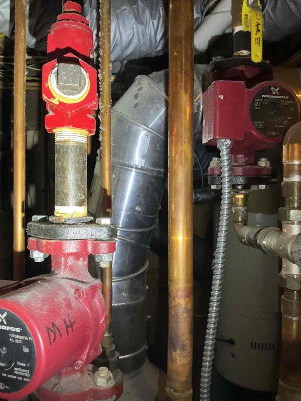 Responded to no hot water call on residential boiler system displaying Error Code 3. Upon inspection, found system had tripped due to low water pressure in the Amtrol expansion tank. Refilled boiler system to proper operating pressure as indicated on gauge, bled air from system, and cycled unit through complete operational test to verify proper heating function and confirm error code cleared.