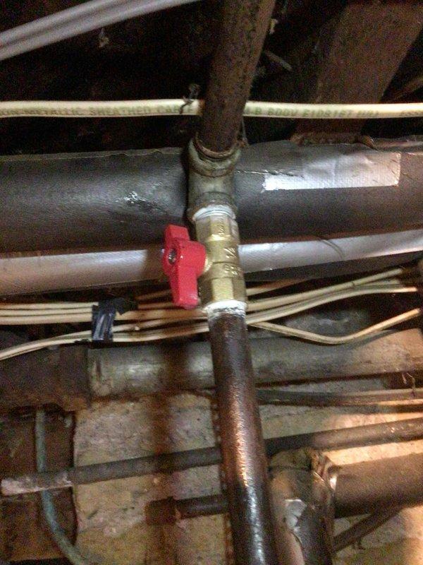 Responded to gas leak investigation at water heater location. Previous service provider had identified potential leak at gas valve and branch line. Replaced defective gas shutoff valve serving the water heater with new unit. Performed comprehensive leak testing on all gas connections and piping throughout the system. No additional leaks detected during thorough inspection and testing procedures. All gas connections secured and verified safe for operation.