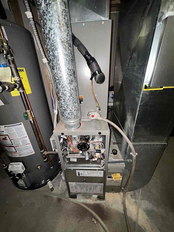 Completed routine heating tune-up on 5-year-old Lennox furnace system as part of scheduled maintenance agreement. Performed comprehensive inspection of furnace components including blower motor, gas valves, control mechanisms, and electrical connections with all systems found to be operating within normal parameters. No issues identified during service visit.