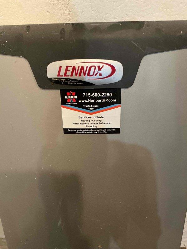 Completed scheduled maintenance agreement service on Lennox furnace system. Performed comprehensive tune-up including cleaning flame sensor, verifying condensate drain operation, inspecting and confirming pressure switch hoses were clear, checking blower wheel condition and speed settings, and replacing dirty air filter with new unit provided by homeowner. System started and brought to operating temperature with proper performance confirmed at 62° temperature rise across heat exchanger.