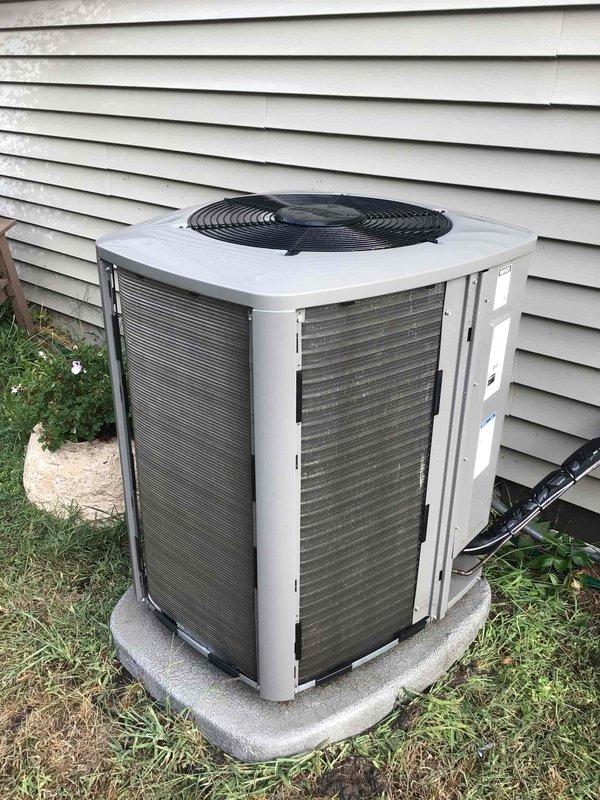 Completed comprehensive AC tune-up on 2-year-old system and confirmed unit operating within normal parameters. Discovered severely clogged air filter that had been in service for approximately 2 years, which was restricting airflow and reducing system efficiency. Temporarily installed a 1-inch filter to maintain proper operation until homeowner replaces with appropriate permanent filter.
