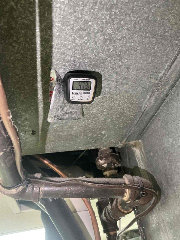 Returned to property to verify refrigerant levels and system performance following previous service concerns. Measured and confirmed refrigerant charge remains stable with proper temperature split across evaporator coil, reading 47.3°F at coil outlet. System operating within normal parameters with appropriate cycling intervals of approximately 10 minutes to maintain thermostat setpoint. Verified unit is not short cycling but responding correctly to temperature demands. All measurements documented with calibrated instrumentation. System confirmed fully operational with no deficiencies identified.