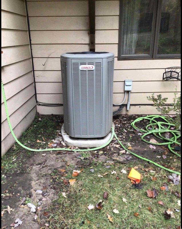 Completed comprehensive air conditioning tune-up and preventive maintenance on two Lennox outdoor condensing units. Performed standard seasonal maintenance protocol including inspection of electrical components, refrigerant line assessment, condenser coil cleaning, and operational testing per manufacturer specifications. Both units showed normal operating conditions with minor algae growth noted at base of one unit, typical for exterior installations in damp environments. All systems functioning properly upon completion.