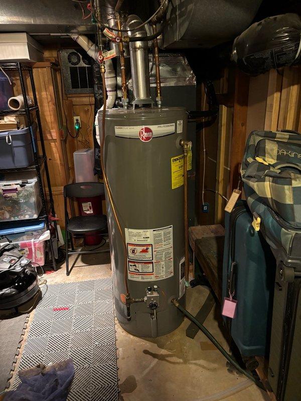 Installed a powered anode rod on a Rheem tank-style water heater to provide corrosion protection. Removed the existing anode rod, installed the new powered unit, and restored water supply to the tank. Conducted a thorough leak inspection at all connection points, secured the power wire to the water piping for proper support, and energized the unit. System tested successfully with no leaks detected and left in full operational service.