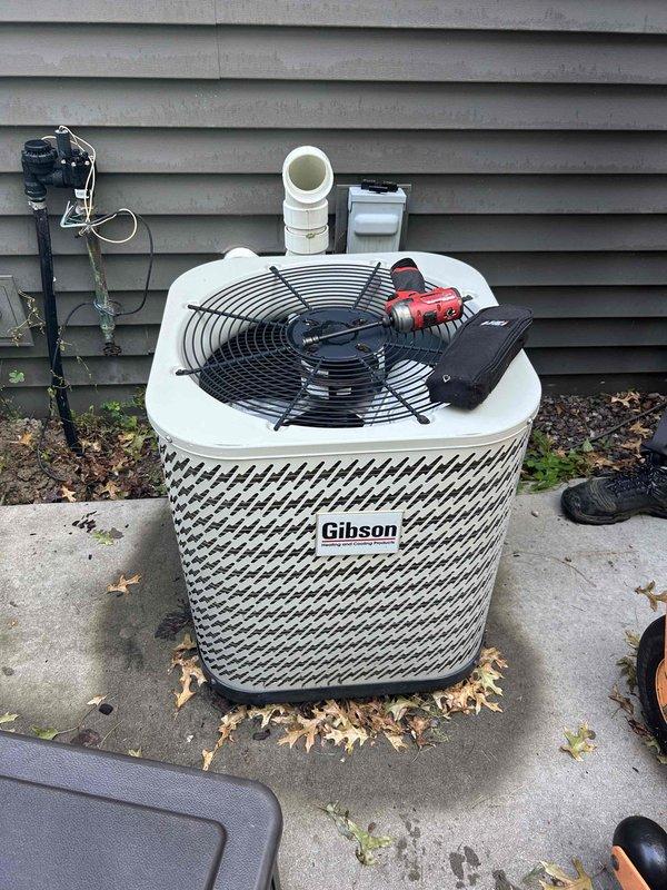 Completed comprehensive annual air conditioning tune-up on 12-year-old Gibson condenser unit per maintenance agreement protocol. Performed standard preventive maintenance procedures including system inspection, cleaning, and performance testing as documented on tune-up checklist form. Unit operating within normal parameters upon completion of service.