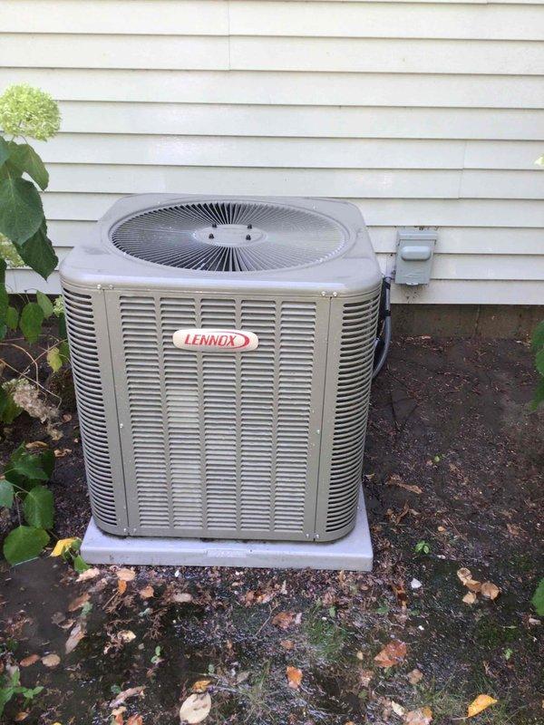 Completed annual AC tune-up on Lennox outdoor unit as part of maintenance agreement. Performed comprehensive system inspection including washing the condenser coil, testing all electrical components which measured within manufacturer specifications, and installing a new air filter. Unit is operating properly with no issues found.