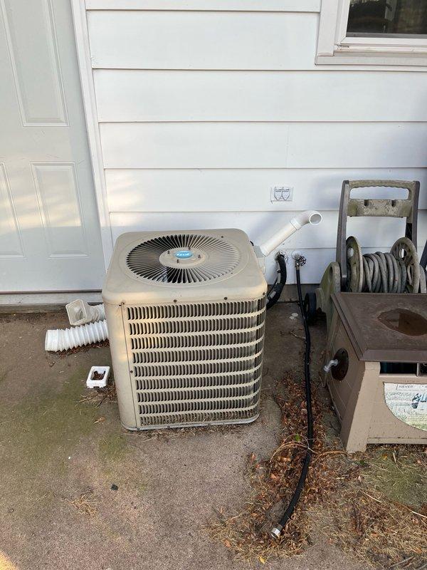 Performed comprehensive AC tune-up on residential split system. Inspected indoor unit finding blower assembly and evaporator coil clean with proper condensate drainage; noted air filter nearing end of service life and recommended replacement. Evaluated outdoor condenser unit with routine electrical inspection confirming all readings within manufacturer specifications and coil in clean condition. Conducted operational test running system for 15 minutes, verified 20-degree temperature split across coil and confirmed adequate airflow distribution throughout home. System operating properly with no deficiencies requiring immediate attention.