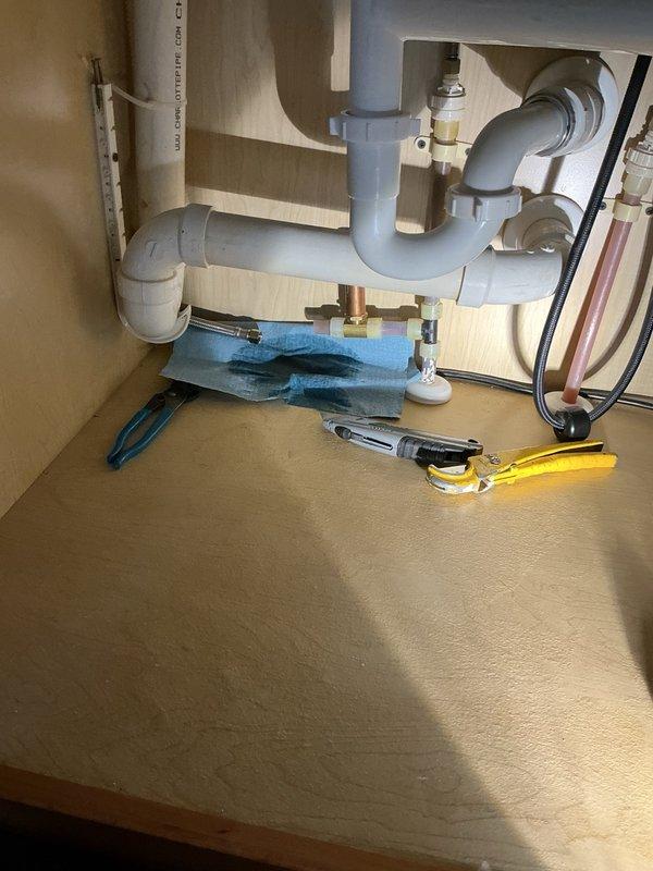 Responded to water leak issue at residential property where existing washer shutoff valve was leaking when system was turned off. Upon inspection, determined that shutoff valves required replacement to prevent continued leakage and ensure proper operation for new appliance installation scheduled for following day. Successfully removed faulty washer shutoff valves and installed new replacement shutoff valves. Additionally, installed new shutoff valve for dishwasher per customer request to improve accessibility and maintenance capability. All shutoff valves tested for proper operation and verified leak-free performance. Work completed in preparation for washer and dryer installation.