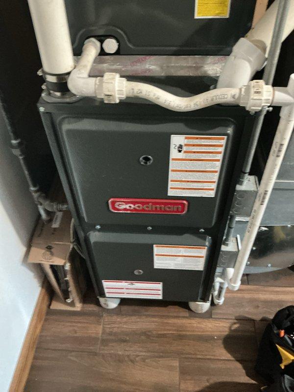 Completed routine furnace maintenance on a 3-year-old Goodman heating system as part of recurring service agreement. Unit inspected and found operating within normal parameters with no issues identified. Discussed thermostat upgrade options with homeowner per previous technician notes, but customer declined any changes at this time, preferring to wait until current thermostat fails before replacement.