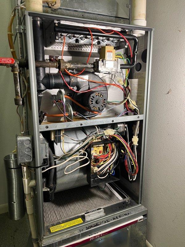 Replaced defective 2-stage furnace control board with new unit sourced from Johnstone supply. Upon installation, verified proper operation of both air conditioning and fan modes, confirming all control signals functioned correctly and system returned to normal operation.