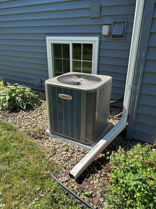 Provided second opinion diagnostic service on Lennox AC system that was not cooling after previous company replaced thermostat and contactor but failed to resolve the issue. Verified thermostat was calling for cooling but outdoor unit remained off; heating mode operated normally. Discovered intermittent operation when disconnect box was touched, indicating electrical fault. Upon inspection, found burnt fuse and severely damaged wiring inside disconnect box. Confirmed suction line temperature indicated system would operate properly once electrical issue was resolved. Recommended scheduling licensed electrician to replace disconnect box and damaged wiring to restore safe system operation.