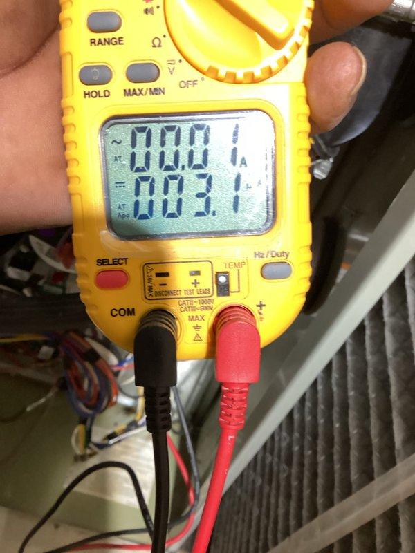 Completed annual heating maintenance visit on one furnace system. Found clogged air filter restricting airflow, replaced with new filter. Verified thermostat operation displaying 74°F. Performed electrical diagnostics using digital multimeter to test system voltage and amperage readings. All electrical components tested within normal operating parameters.