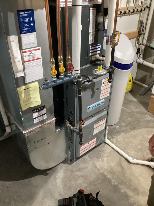 Completed comprehensive heating maintenance tune-up on 11-year-old Daikin gas furnace system. Performed full system inspection including flame sensor cleaning, heat exchanger examination, burner assembly check, and safety control verification. System tested and confirmed operating safely with proper combustion and airflow parameters.