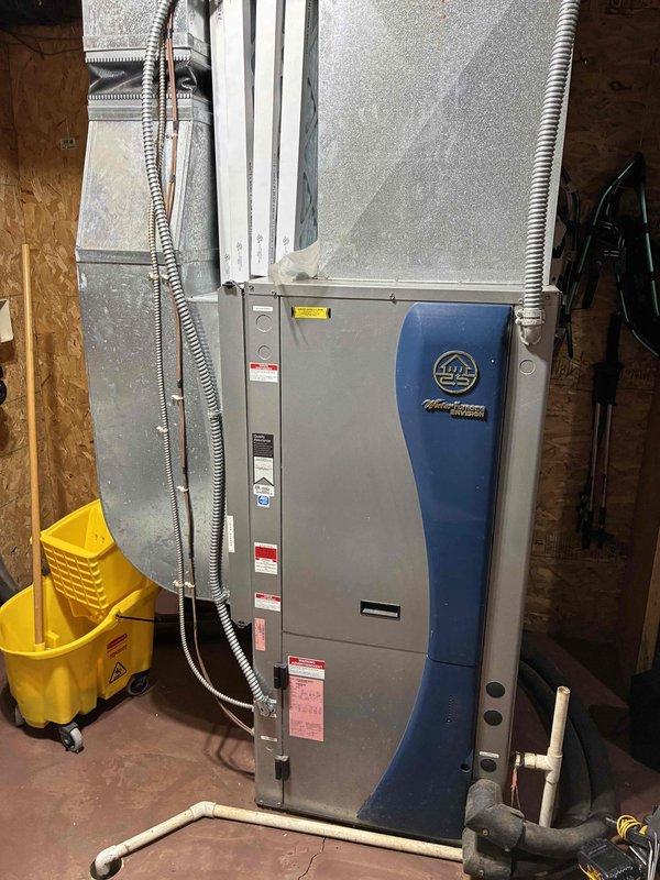 Responded to no cooling call on geothermal system. Upon arrival, system was operating normally. Performed complete tune-up and system diagnostics. Found capacitor reading 37 mfd against rated specification of 45 mfd and replaced with proper rated component. Thermostat exhibited display issues with dimming and partial screen functionality, though unit remained operational. Provided estimate for thermostat replacement. All system parameters verified within normal operating range upon departure with geothermal unit cooling properly.