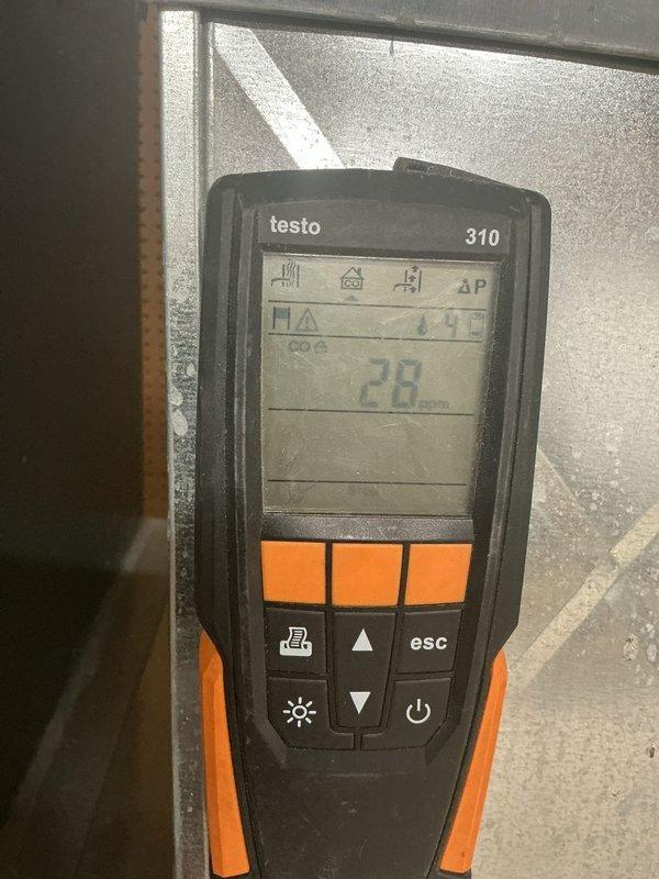 Performed furnace tune-up and safety inspection on a 19-year-old unit. Heat exchanger inspection revealed no visible cracks but identified stress points showing signs of potential future failure. CO readings in the flue measured elevated at 220-240 ppm during high fire operation, while gas pressure remained within acceptable range. These findings indicate likely heat exchanger deterioration not visible during inspection. Scheduled furnace replacement estimate for same day due to safety concerns and age of equipment.