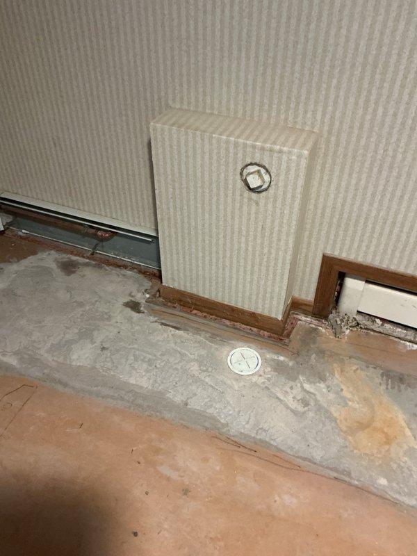 Completed follow-up work on previously installed plumbing system by cutting off a 4-inch cleanout pipe and installing a flush tom cap to properly seal the opening. The tom cap was provided on-site from prior service work and was successfully installed to finish the cleanout capping process.