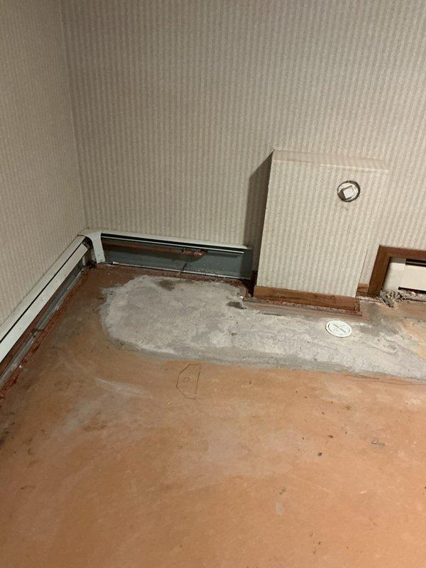 Completed follow-up work on previously installed plumbing system by cutting off a 4-inch cleanout pipe and installing a flush tom cap to properly seal the opening. The tom cap was provided on-site from prior service work and was successfully installed to finish the cleanout capping process.