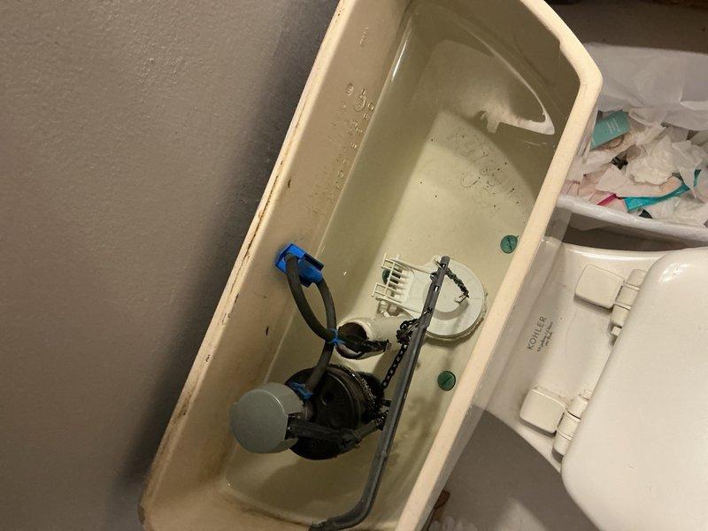 Completed comprehensive plumbing inspection of residential property as part of recurring maintenance program. Inspected toilet tank components including flush valve assembly, flapper seal, fill valve operation, and internal mechanisms; all components found functioning properly with normal wear patterns. Examined bathtub drain assembly, shower fixtures, and water flow; verified proper drainage and fixture operation with no leaks or deficiencies noted.