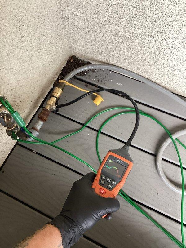 Replaced gas quick connect valve for grill connection. Installed new quick connect fitting, performed complete leak check in both connected and disconnected positions, and verified proper operation. System tested and confirmed functioning safely with no gas leaks detected.