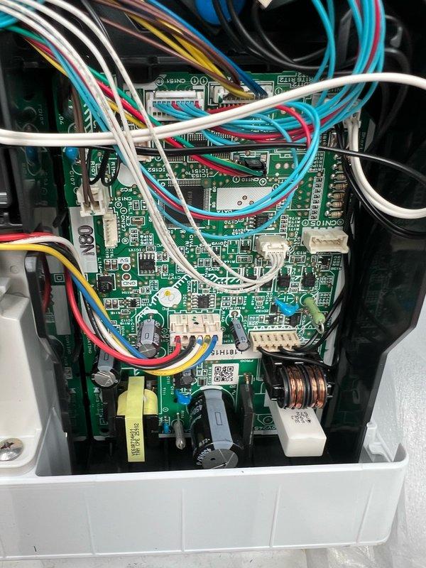 Responded to service call for non-operational MSZ-GX09NL mini-split indoor head unit with failed control board. Removed and replaced defective PCB and associated electrical components in the indoor head unit. Verified all wire connections and proper terminations on the heat pump system. Cycled unit through operational modes to confirm proper function, then adjusted vane positions and fan speed settings to manufacturer specifications. System restored to full operation under parts and labor warranty coverage.