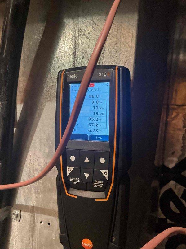 Completed comprehensive heating system tune-up and maintenance inspection as part of recurring service agreement. During diagnostic testing, identified failing inducer motor showing signs of deterioration; performed electrical current draw measurements and combustion analysis to confirm component degradation. Provided estimate for inducer motor replacement with recommendation to consider full system replacement due to equipment age and potential for additional component failures.