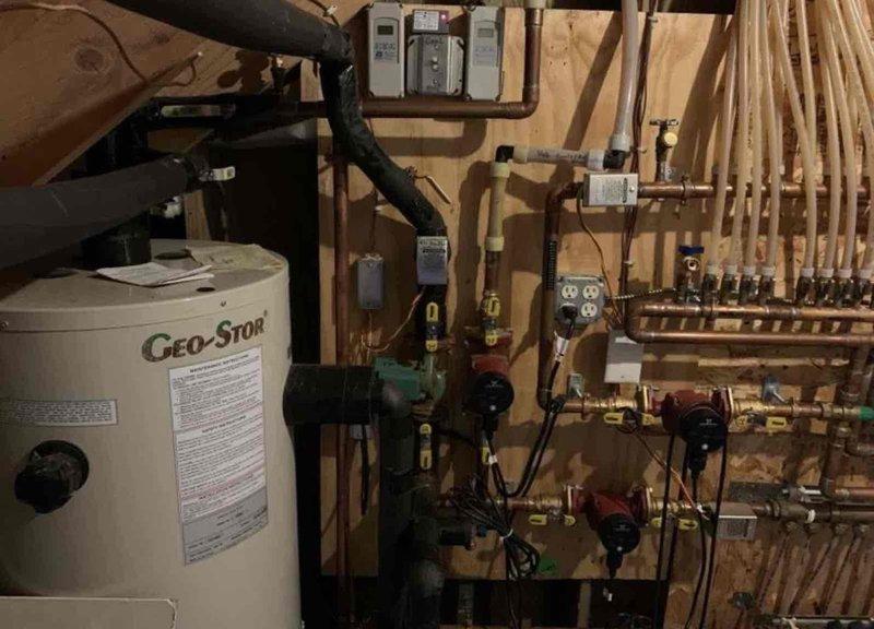 Completed scheduled Family Rewards Program heating maintenance tune-up on hydronic heating system with no reported issues. Performed comprehensive inspection of Comfort brand boiler, circulator pumps, manifold distribution system, zone controls, and GEO-STOR water heater per maintenance protocol. Documented need for future installation of three-way switch and 2x4 junction box at zone panel during fall heating season service—parts to be brought by technician as stock items for next scheduled visit.
