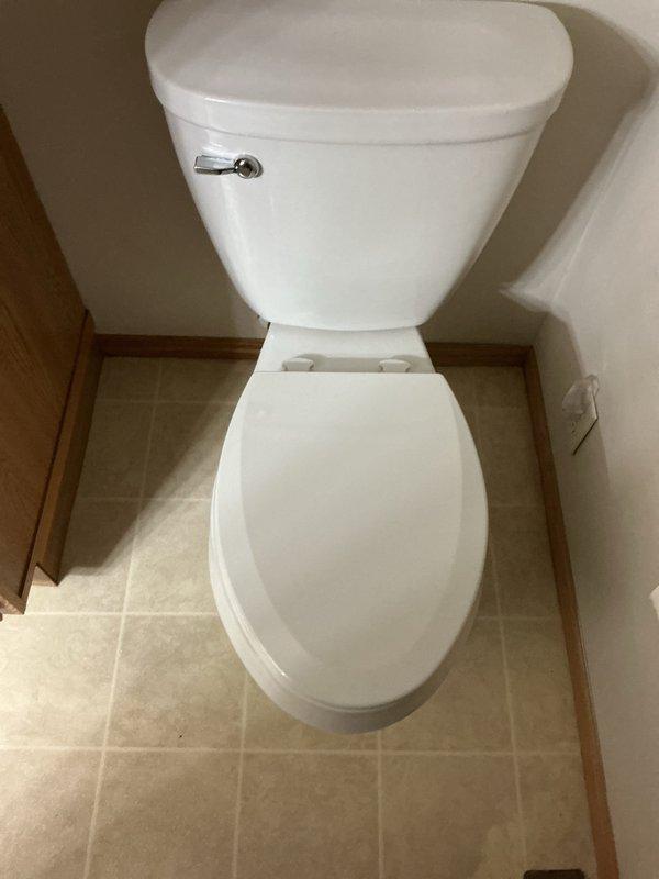 Removed existing bidet attachment from toilet due to accessibility concerns and replaced with elongated toilet seat to accommodate customer's mobility requirements. Disconnected water supply line to bidet unit, removed mounting hardware, and reinstalled standard seat configuration. Verified proper fit and functionality of new elongated seat to ensure improved accessibility and comfort for customer with disability needs.