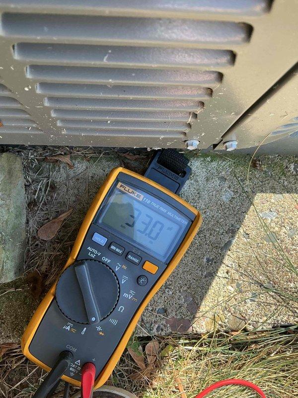 Responded to no cooling complaint on 4-year-old Lennox air conditioning system with condenser tripping breaker immediately upon startup. Diagnosed melted wiring harness causing repeated breaker trips. Performed compressor winding resistance testing using digital multimeter, confirming all windings intact and operational. Identified pitted compressor terminal that would prevent proper long-term connection with standard OEM wiring harness replacement. Recommended terminal repair kit installation in conjunction with new wiring harness to ensure secure electrical connections and prevent future failure. Submitted parts request for customer estimate.