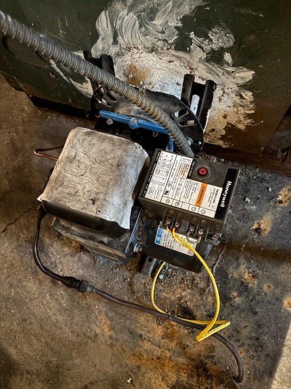 Responded to no heat call for oil-fired boiler system. Upon arrival, found aged Giant brand boiler repeatedly tripping safety reset button during ignition attempts. Conducted visual inspection and operational testing, confirming ignition failure with no spark present at burner assembly. Observed unit attempting to fire but immediately going to lockout mode, indicating potential issues with igniter assembly, cad cell flame sensor, or primary control module. Given the age and condition of the equipment, along with repeated safety trips, recommended against extensive diagnostic troubleshooting due to likelihood of multiple component failures and diminishing parts availability for older oil-burning equipment. Discussed system condition and replacement options with homeowner, who expressed interest in exploring both repair and new boiler installation alternatives. Documented equipment model information and captured photographic evidence of existing system for replacement proposal preparatio