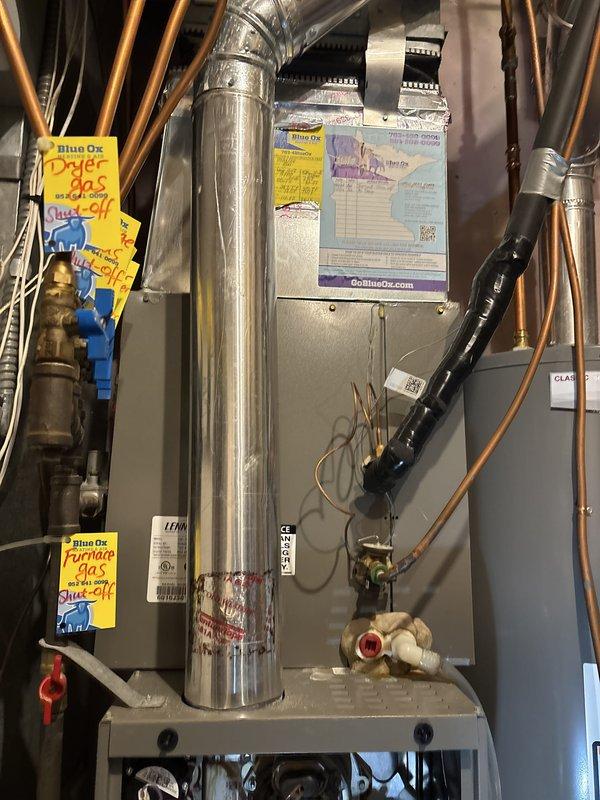 Completed comprehensive heating maintenance on Lennox furnace system. Performed thorough inspection of thermostat, indoor air handler, filter, drain line, blower motor, inducer motor, capacitor, and electrical wiring with all components found in proper working condition. Evaluated temperature split across system, inspected heat exchanger for cracks or deterioration, tested igniter and flame sensor operation, and verified gas pressure within manufacturer specifications. Conducted fireplace maintenance including inspection of pilot assembly, glass, log set, embers, electrical wiring, gas valve, and draft operation. All fireplace components found functioning properly. Combustion analyzer was unavailable during this visit to perform complete safety analysis and CO level testing. Completed follow-up form to schedule return visit for combustion safety check and carbon monoxide level verification. System operating normally at time of service completion.