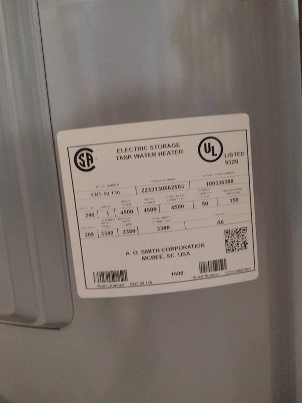 Responded to service call for non-functioning A.O. Smith ProLine 50-gallon electric water heater that was originally installed by our company four years prior. Upon arrival, determined that the unit was not operational due to homeowner's unfamiliarity with the peak time control box, which restricts water heater operation during high-demand electrical periods. Educated the new homeowners on the function and operation of the peak time control system. During inspection, identified a faulty temperature pressure relief valve that required replacement. Replaced the defective T&P relief valve with a new unit, covering the part under manufacturer warranty. Verified proper operation of the water heater system and confirmed adequate hot water production following repairs.
