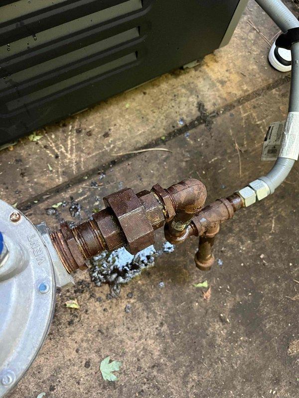 Responded to gas leak call following recent pool heater installation by third-party contractor. Upon inspection, discovered gas union connection improperly secured with electrical tape instead of proper mechanical connection. Removed electrical tape, properly tightened gas union fitting to manufacturer specifications, and performed comprehensive gas leak detection test on all connections. Verified system integrity with no leaks detected and restored safe operation of gas supply line.
