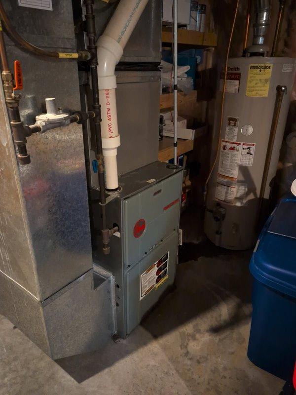 Responded to no-heat call on 8-year-old furnace system. Upon arrival, confirmed furnace was not operating. Initiated system start sequence and observed inducer motor attempting to start but failing to rotate. Removed inducer motor assembly and discovered wheel was seized due to mechanical binding. Freed the stuck wheel and performed thorough inspection of heat exchanger and internal components while unit was disassembled. Noted early-stage corrosion present on heat exchanger but no immediate safety concerns or structural compromise detected. Reassembled inducer motor and tested system operation. Furnace successfully initiated start sequence, inducer motor began operation, and unit restored to heating mode. However, inducer motor exhibited excessive noise during operation, indicating bearing wear and high probability of future failure. Advised that motor replacement is recommended for continued reliable operation, as the current condition suggests the wheel will likely seize again after
