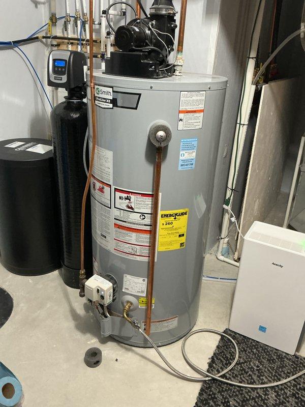 Completed annual plumbing inspection including comprehensive water heater flush on A.O. Smith unit and full system evaluation of residential plumbing infrastructure. Inspected all accessible plumbing components, drain lines, water supply lines, copper piping connections, water softener system, and associated fixtures throughout the property. All systems found to be operating properly with no leaks, drainage issues, or deficiencies noted.