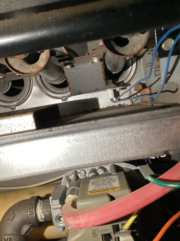 Completed annual furnace tune-up and maintenance inspection per service agreement. Upon inspection, noted significant dust and debris accumulation on blower wheel assembly and burner components showing age-related wear, oxidation, and surface rust on burner tubes and mounting brackets. System is currently operational but requires attention to address deteriorating components; estimate provided to customer via email for recommended repairs and potential equipment replacement considerations.
