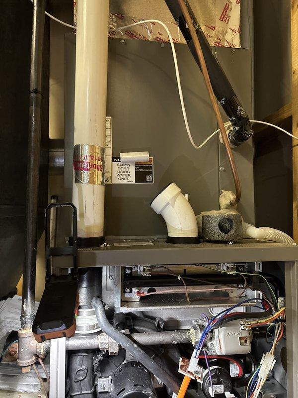 Completed scheduled heating maintenance on one 3-year-old furnace system as part of routine preventative maintenance agreement. Verified thermostat operation and inspected indoor air handler components including filter, condensate drain, blower motor, inducer motor, capacitor, and electrical wiring connections. Measured temperature split across system and confirmed within acceptable parameters. Performed comprehensive furnace inspection including heat exchanger examination, igniter condition check, flame sensor cleaning and testing, and gas pressure verification. All components found to be functioning properly with no deficiencies noted. System operating normally at conclusion of maintenance visit.