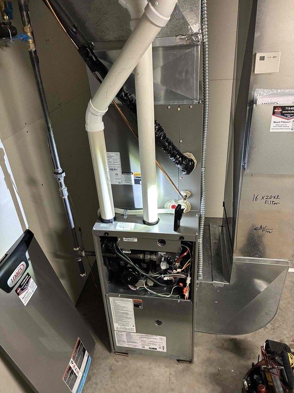Completed comprehensive preventive maintenance on residential furnace and air conditioning system. Performed thorough inspection of both units, cleaning and checking all routine components including burners, heat exchanger, blower assembly, evaporator coil, condensate drain, electrical connections, and refrigerant levels. All systems tested within manufacturer specifications and operating properly at time of service completion.