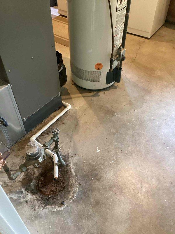 Conducted on-site assessment for customer-supplied tanked water heater installation. Performed visual inspection of existing utility room plumbing infrastructure, including water supply lines, drainage connections, and venting requirements. Evaluated installation feasibility, noting existing HVAC ductwork, electrical panel proximity, and floor-mounted plumbing configuration. Documented current conditions showing water heater positioning area with adjacent PVC drainage lines and copper supply piping. Identified necessary components and fittings required for proper installation. Initiated and submitted parts requisition form for required materials to complete installation per code requirements.