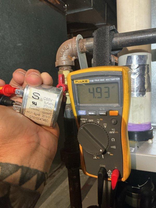 Completed comprehensive furnace tune-up on a 7-year-old Lennox unit located in crawl space under the home. Performed full system inspection including cleaning flame sensor, inspecting heat exchanger, checking air filter, blower motor, capacitor, and control board—all components found in good working condition. Conducted carbon monoxide testing with acceptable reading of 6 ppm. Identified and resolved wiring issue preventing second stage heat from activating; corrected miswired W2 terminal by properly connecting to W1 and W2, restoring full two-stage heating operation. System tested and confirmed operational for winter season.