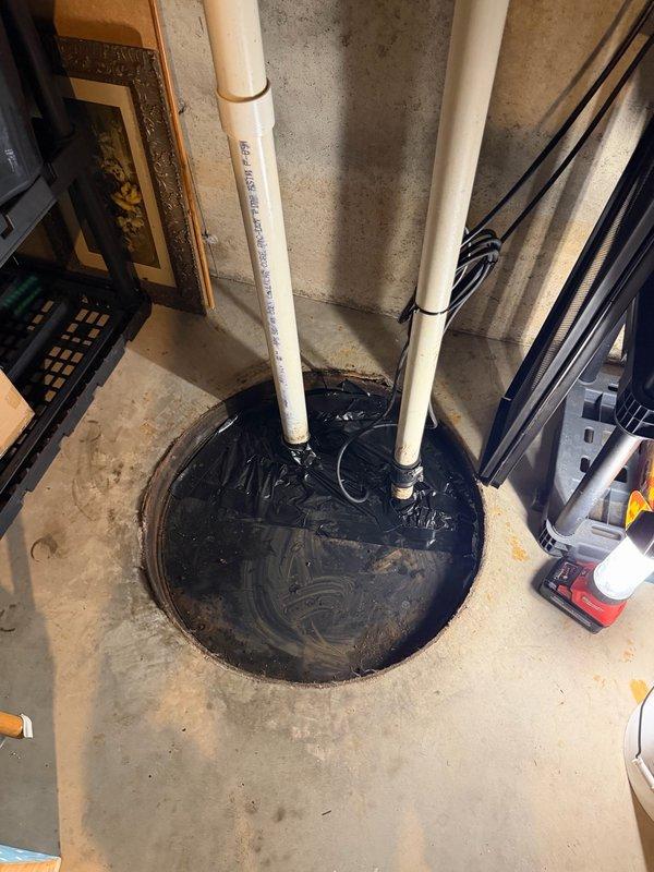 Responded to service call for grinder pump backup issue. Upon inspection, identified malfunctioning float switch as the cause of pump failure. Replaced defective float switch to restore proper pump operation. Tested system to verify correct cycling and water discharge through existing PVC discharge lines. Prepared estimate for replacement sump basin cover to improve system protection and safety.