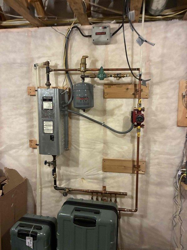 Completed scheduled heating maintenance as part of recurring service agreement. Performed comprehensive furnace preventive maintenance including inspection and cleaning of routine components, replaced air filter, and verified all systems operating within normal parameters with no issues identified. Additionally inspected and confirmed proper operation of electric boiler system for radiant infloor heating, verified expansion tank and circulation pump functionality, and documented all equipment operating as designed.