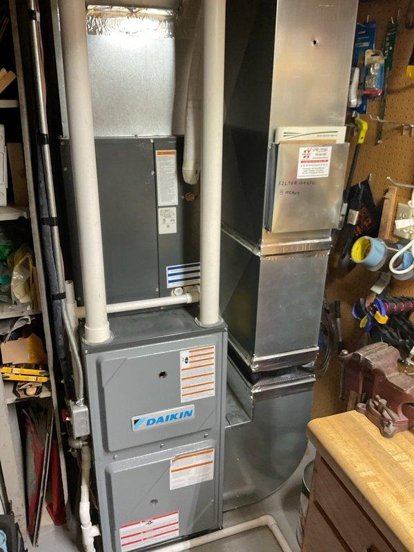 Completed annual furnace tune-up on Daikin heating system as part of recurring maintenance agreement. Performed comprehensive inspection of all mechanical and electrical components, including blower motor assembly, gas connections, electrical panel, and control board. Submitted tune-up form to parts department with request for replacement collector box.