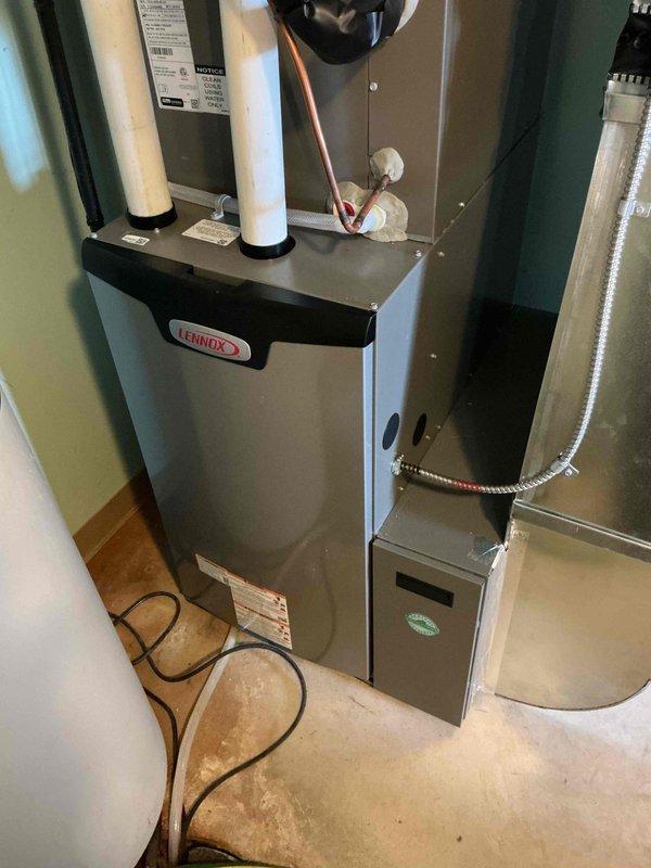 Completed annual Rewards Plan furnace maintenance on Lennox heating system. Performed comprehensive tune-up including testing all components, cleaning routine parts, and running operational diagnostics on both the furnace and electric boiler. All systems tested and monitored with no issues found; equipment operating within normal parameters.