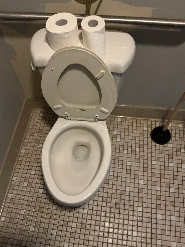 Responded to water backup issue affecting two toilets that were not flushing properly due to accumulation of toilet paper and debris in the main sewer line. Performed main line cleanout, conducted camera inspection to assess line condition, removed and reset one toilet to access the drain system, and ground out the deteriorated cleanout plug before installing a new plug to ensure proper future access for maintenance.