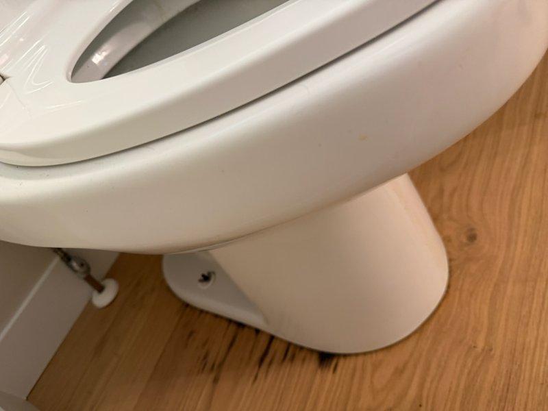 Responded to service call for reported toilet leak in residential bathroom. Upon inspection, identified water marks on flooring near toilet base consistent with leak at wax ring seal. Performed new homeowner inspection and assessed toilet condition and installation. Provided professional estimates for toilet replacement and lavatory faucet replacement options as requested by homeowner for future consideration.