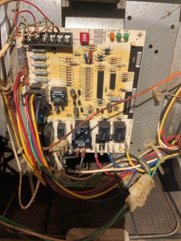 Performed comprehensive seasonal tune-up on a Ruud 90+ efficiency furnace approximately 10 years old. Completed full maintenance protocol including inspection of control board with all relays, LED indicators, and electrical connections functioning properly, verified burner assembly operation, checked blower motor performance, tested gas valve operation, and inspected all wiring harnesses and safety controls. All components found to be in good working condition with unit operating within manufacturer specifications.