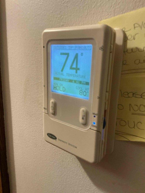 Responded to callback for thermostat unable to switch from cooling to heating mode. Upon arrival, diagnosed faulty thermostat preventing system from entering heat mode. Successfully replaced existing unit with new Carrier Infinity System thermostat, programmed settings, and verified proper operation with heating system engaging correctly. Customer can now control furnace operation as needed for heating season.